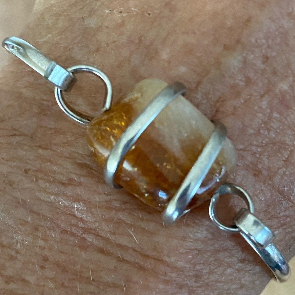 Citrine Nugget Bracelet – Silver Wire Wrapped Bangle – Artisan Quartz Bracelet